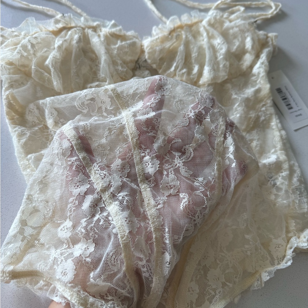 Free People Lace Bodysuit in Cream - Picture 5 of 16